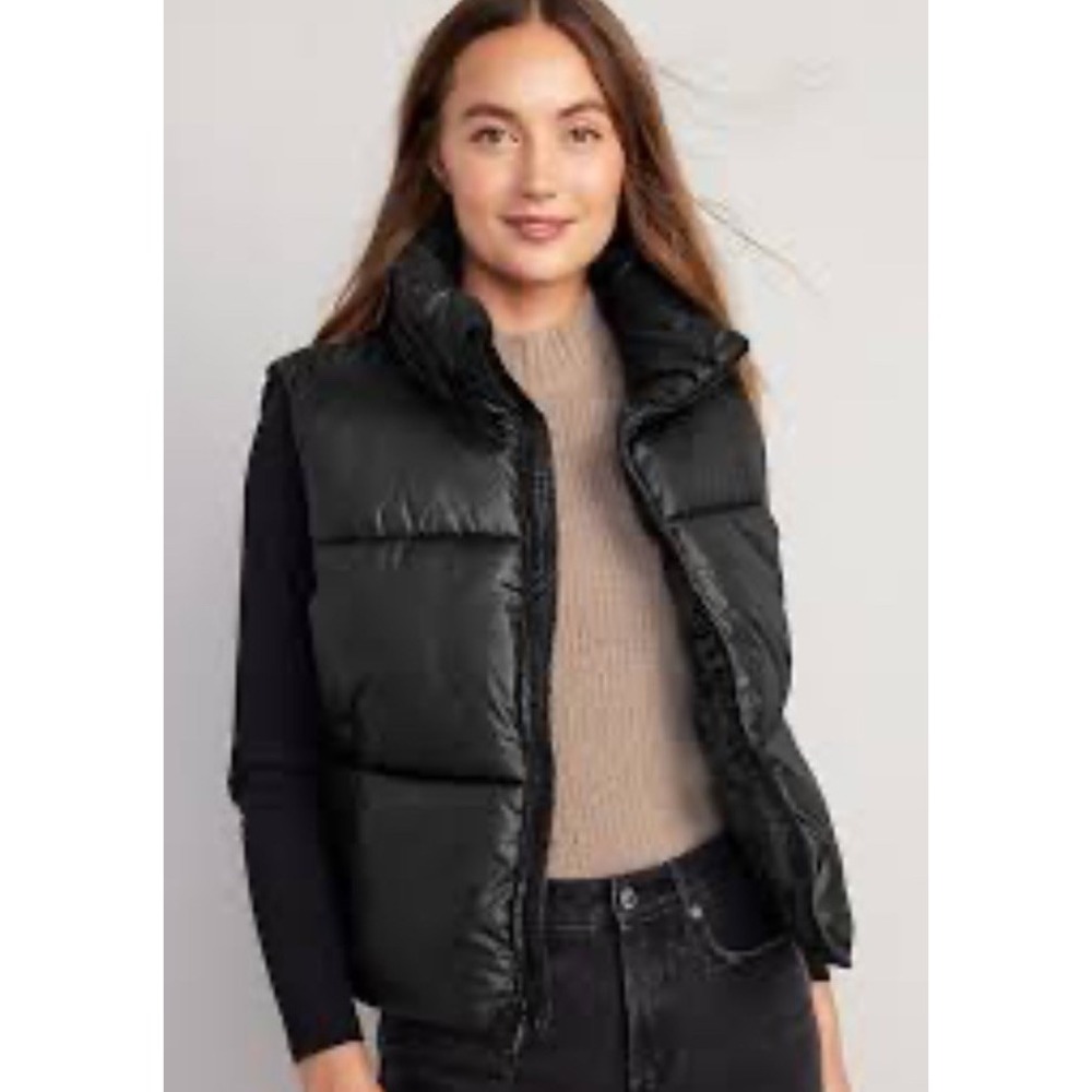 Old Navy Women's Quilted Black Puffer Vest Water Resistant Sz Large